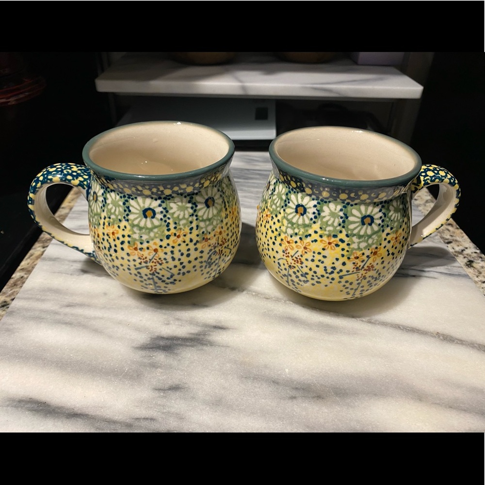 Two Polish Pottery mugs 10oz